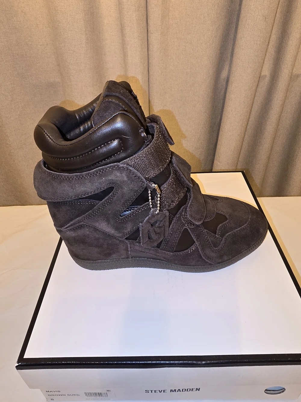 Steve Madden Mavis Brown Suede Hidden Wedge High-Top Sneakers